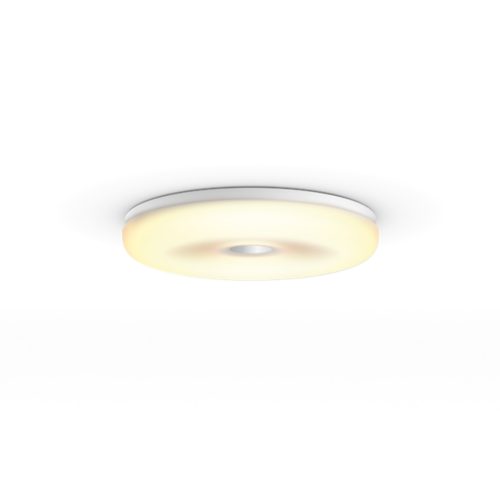 Struana ceiling lamp, round shape, white color with matte finish, compact design and central light source visible.
