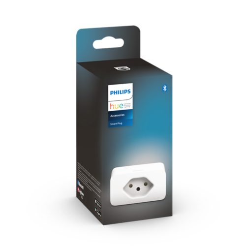 Rectangular packaging showing a white smart plug with a compact, matte finish and hexagonal socket design, labeled Smart Plug.