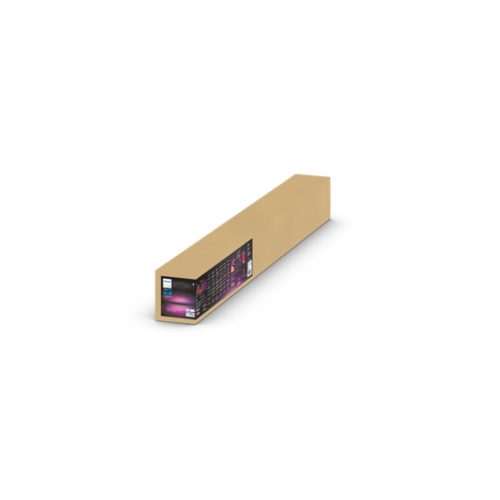 Rectangular brown box with a visible product label showing a gradient light strip, text, and color icons on the front side.