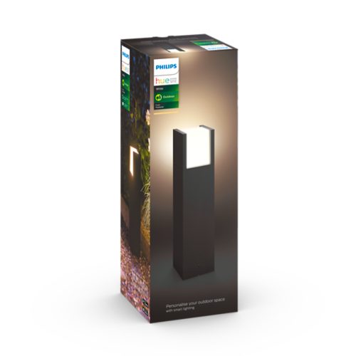 Product packaging featuring a rectangular outdoor smart light with illuminated top section and text Personalise your outdoor space.