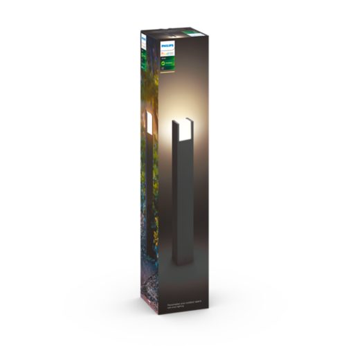 Tall rectangular product packaging featuring an outdoor smart lighting fixture with illuminated top section and visible product details text.
