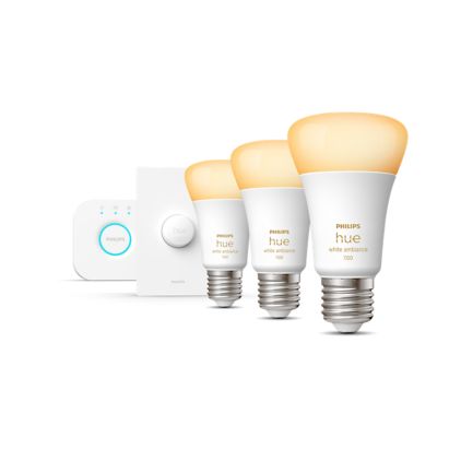 An image of product of the Starter kit: 3 E27 smart bulbs (1100) + smart button