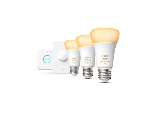 Hue White ambiance Starter kit: 3 E27 smart bulbs (1100) + smart button