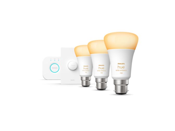 An image of product of the Starter kit: 3 B22 smart bulbs (1100) + smart button