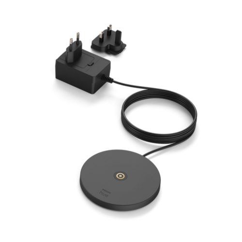 A white gradient light tube with a power adapter, a cable, and a connector displayed on a plain white background.