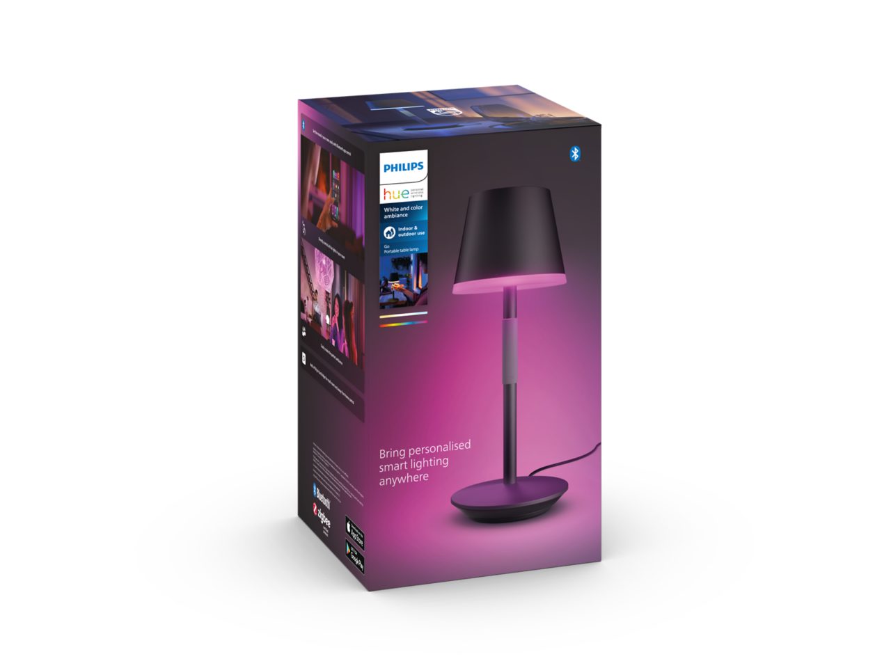 Lampă de masă Hue Go Portable Black – Alb and Color Ambiance