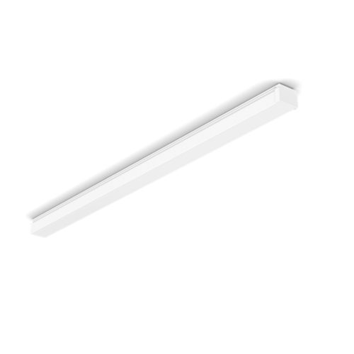White Perifo rail, rectangular shape, compact design, matte finish, no visible switches or ports, suitable for smart lighting.