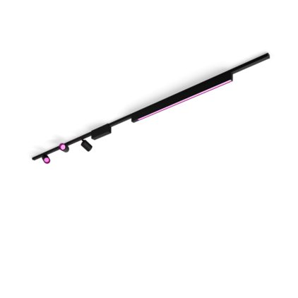 Nahaufnahme der Vorderseite von Perifo Basis-Set Deckenleuchte schwarz gerade (3 Spots, 1 Light Bar)