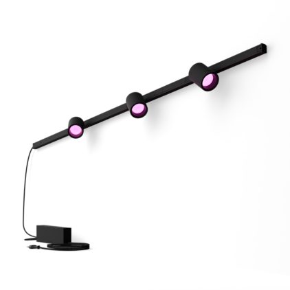Nahaufnahme der Vorderseite von Perifo Basis-Set Wandleuchte schwarz gerade (3 Spots)