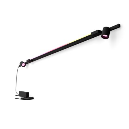 Nahaufnahme der Vorderseite von Perifo Basis-Set Wandleuchte schwarz gerade (2 Spots, 1 Gradient Light Tube)