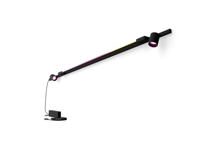 Gros plan de l'avant de Kit de base Perifo pour mur, droit (2 spots, 1 tube lumineux Gradient)