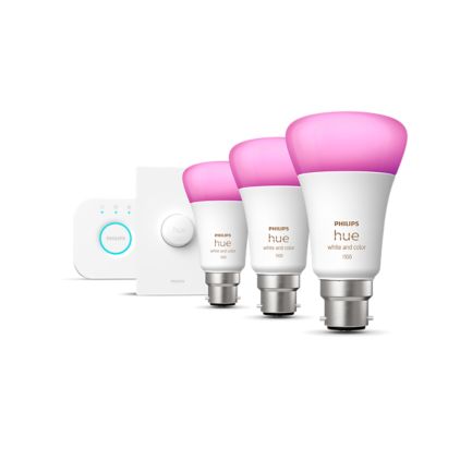 An image of product of the Starter kit: 3 B22 smart bulbs (1100) + smart button