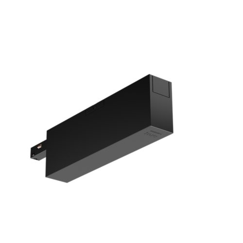 Rectangular black Perifo ceiling power supply unit with matte finish, visible connector, and subtle engraved labeling.