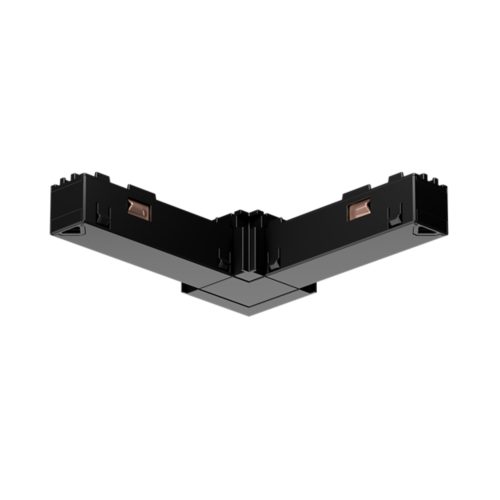 Black Perifo internal corner connector with angular shape, compact design, and visible metallic contacts on each side.