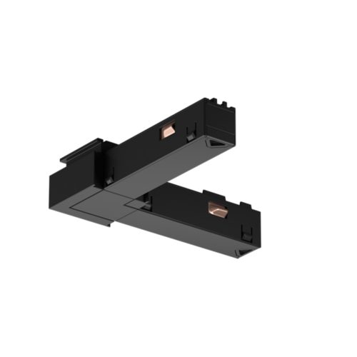 Black Perifo internal corner connector with rectangular shape, matte finish, and visible copper-colored contact points.