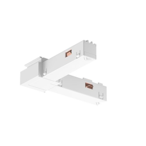 Perifo internal corner connector in a rectangular shape, white color, matte finish, with visible copper-colored ports.