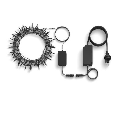 Festavia light string, compact black cable design, visible plug, connectors, and control box, matte finish, no lights illuminated.