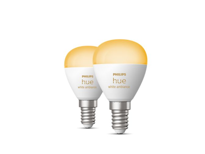 Nahaufnahme der Vorderseite von E14 - Smarte Lampe Tropfenform Doppelpack - 470