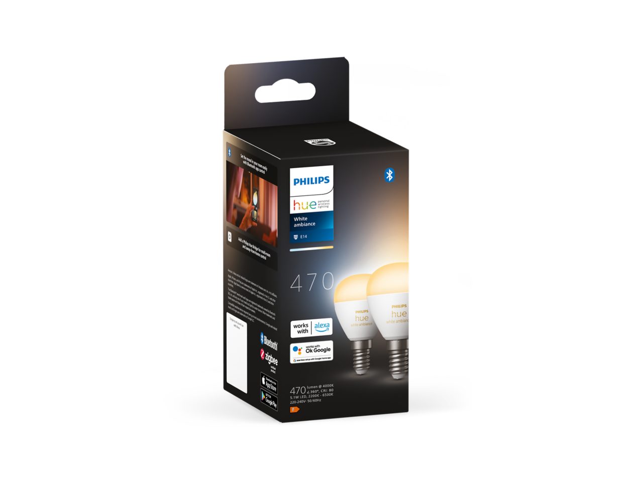 Zestaw 2 żarówek LED Hue E14 w kształcie kulki - białe