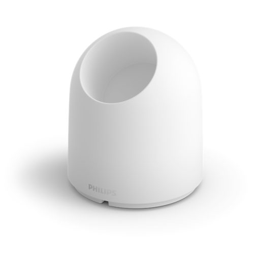 White Hue Secure Cam desktop stand accessory with rounded shape and matte finish, featuring an open slot and compact design.
