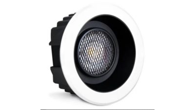 LED Luminaire 12W Low Glare IP44 Black LED COB (WW)