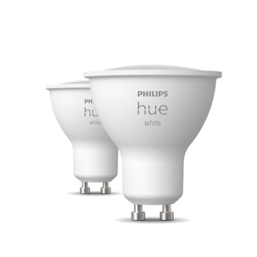 A set of white smart LED GU10 light bulbs with identical design and metallic bases, shown against a plain white background.
