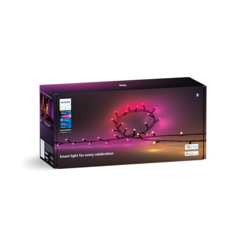 Festavia smart string lights product box, showing multicolor compact string lights with a matte finish and text Smart light for every celebration.