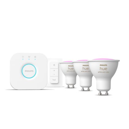Nahaufnahme der Vorderseite von Starter-Set: 3 smarte GU10-Spots + Dimmschalter