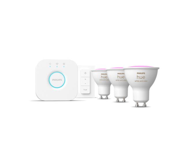 Close up of front of Starter kit: 3 GU10 smart spotlights + dimmer switch