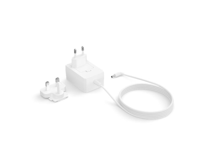 Primo piano della parte anteriore di Philips Hue Go v2 adattatore di alimentazione con luce d'accento