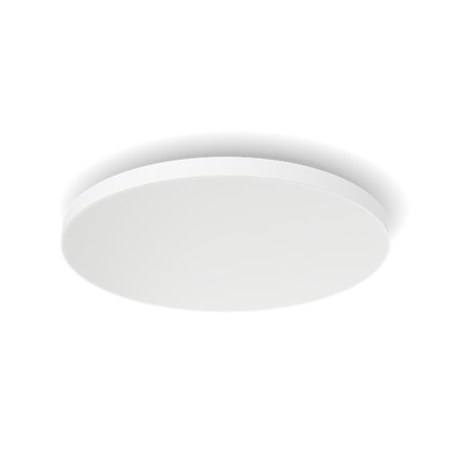 Datura round ceiling light, circular shape, white color, flat profile, smooth matte finish with no visible switches or ports.