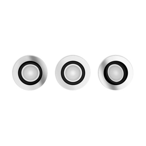 A set of round recessed ceiling lights with an aluminum finish, featuring a modern, uniform design against a white background.