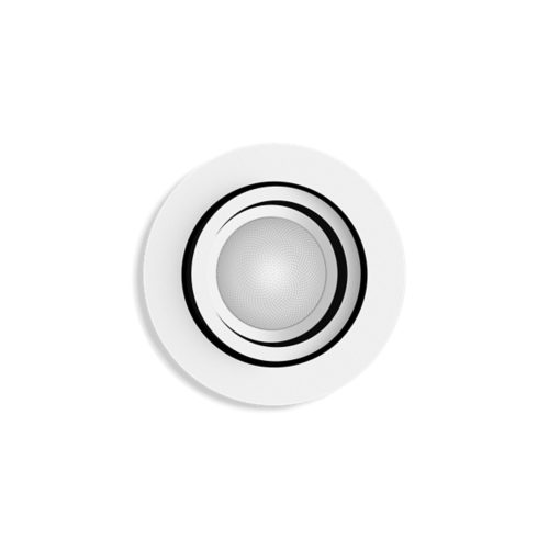 Centura recessed round smart light in white with a matte finish, featuring a textured lens and compact circular design.