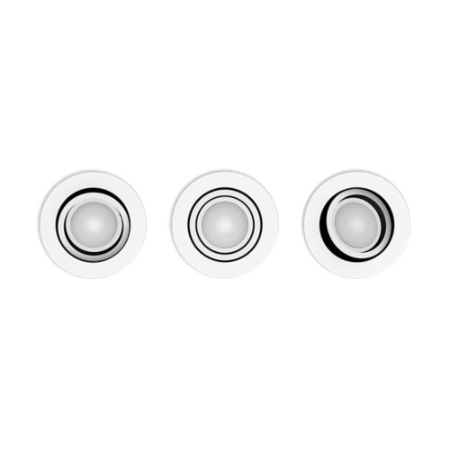 A set of round white recessed smart ceiling lights with matching trim, shown against a plain white background.