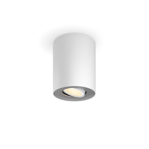 White cylindrical single spotlight with a matte finish, compact design, and visible recessed light source on the underside.