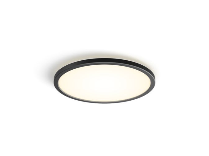 Close up of front of Tento round W LED ceiling panel 29.1 cm black
