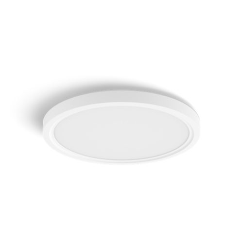 Slim white Tento Hue round ceiling light with a matte finish, compact profile, and smooth surface, no visible switches or ports.
