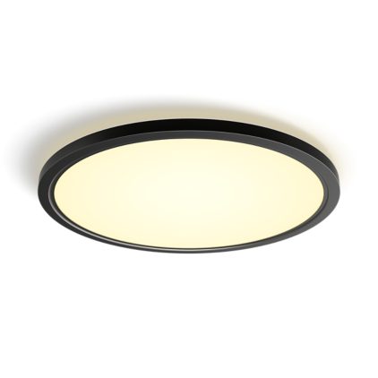 Primo piano della parte anteriore di plafoniera da soffitto Tento WA LED rotonda da 54,2 cm, nero