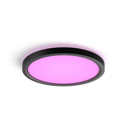 Närbild på framsidan av Tento rund WCA LED-takpanel 29,1 cm svart