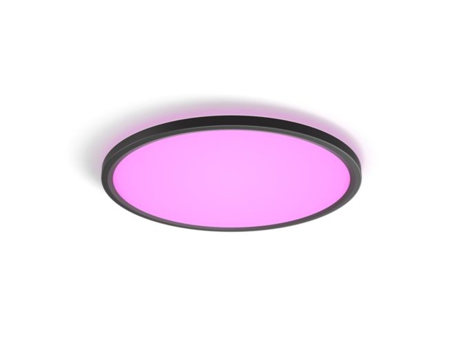 Close up of front of Tento round WCA LED ceiling panel 42.1 cm black
