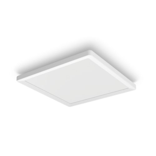 Slim square ceiling light in white with a matte finish, compact design and no visible switches or ports.