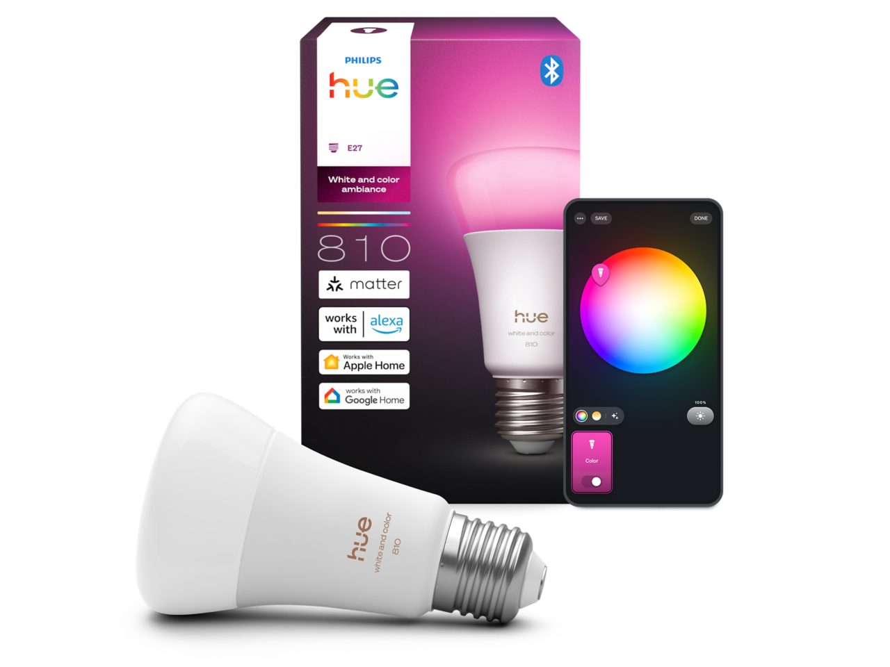 Philips Hue フルカラー ホワイト電球セット A60 Eスマート照明 Hue White and color ambiance A60 – E27 smart ljuskälla – 810
