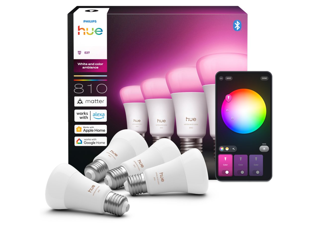 Hue White and color ambiance A60 - E27-älylamppu - 810 | Philips