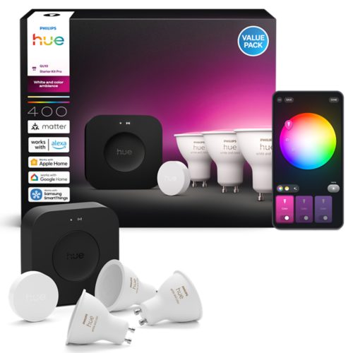3 adet GU10 LED Ampul + Hue Smart Button + Hue Bridge Pro