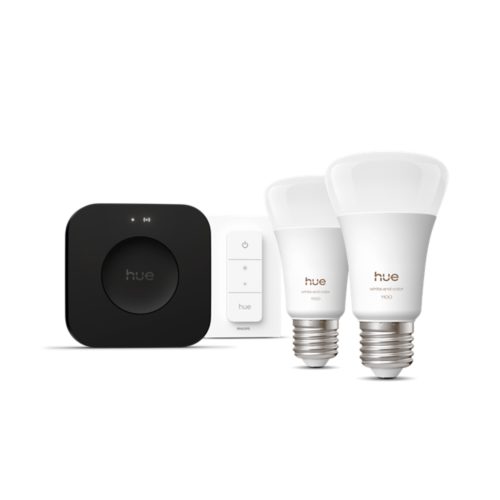 2 A60 gekleurde lampen E27 + dimmer switch + Bridge Pro | Philips