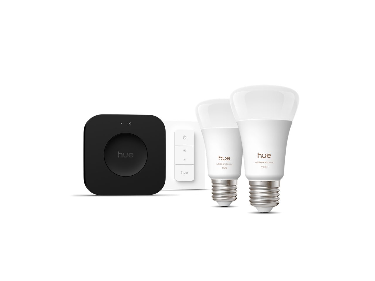 2 A60 Coloured Bulbs E27 + Dimmer Switch + Bridge Pro | Philips Hue UK