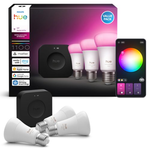 3 A60 colored LED Bulbs E27 + Bridge Pro | Philips Hue NZ
