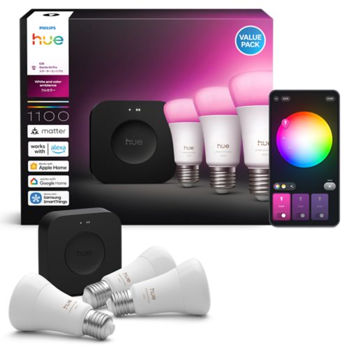 【新品未開封】Philips Hue フルカラー A60 E26 3個セット A60カラーLED電球E26 3個 + Bridge Pro | Philips Hue JP