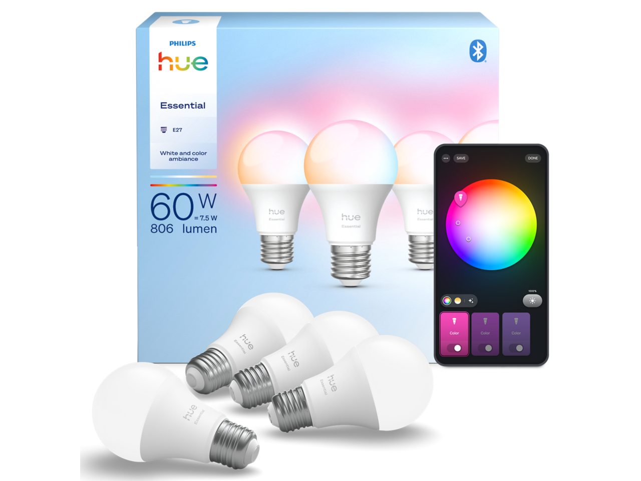 Hue White and color ambiance Essential A60 - E27 smart bulb - 806
