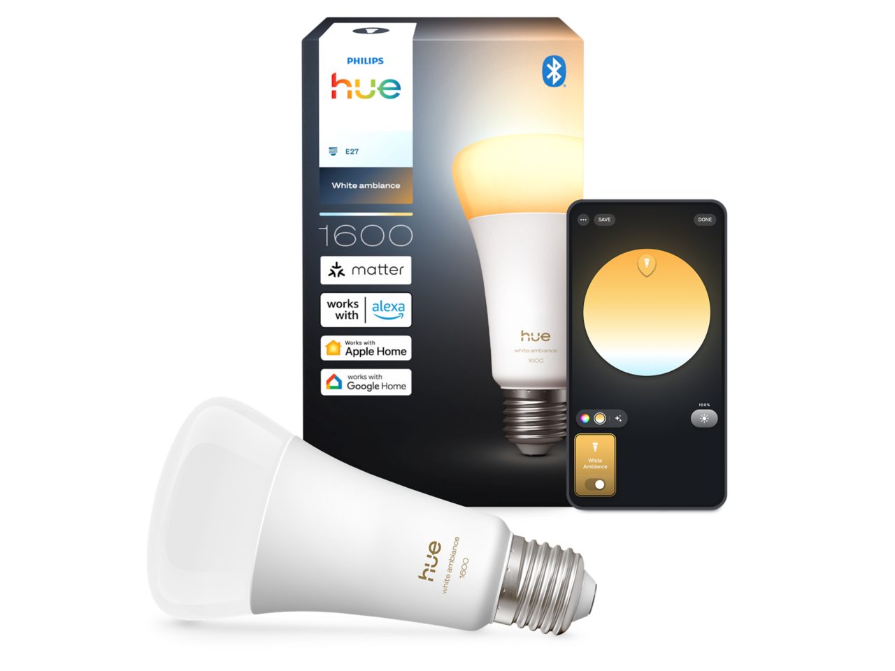 Philips Hue White Ambiance 1600ルーメン 2個 Hue E17 LED 電球 - ホワイトグラデーション 2個セット